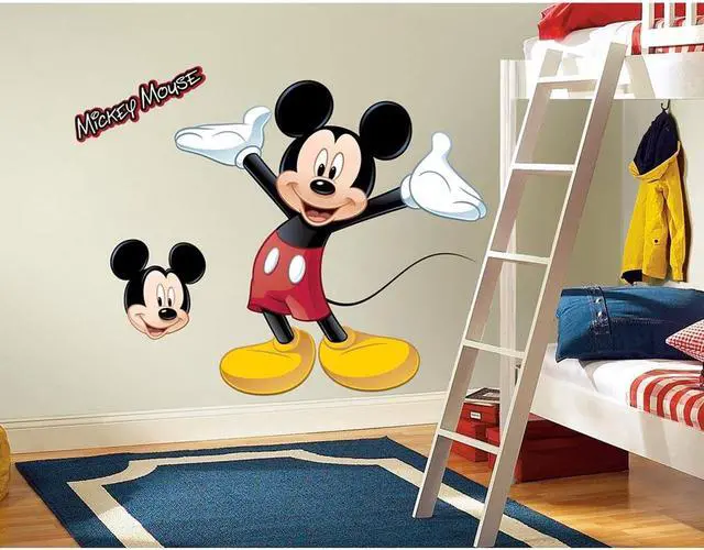 Alt view image 4 of 11 - RoomMates Mickey Mouse Peel and Stick Giant Wall Decal with Augmented Reality 18" x 40" 9" x 40" RMK1508GM