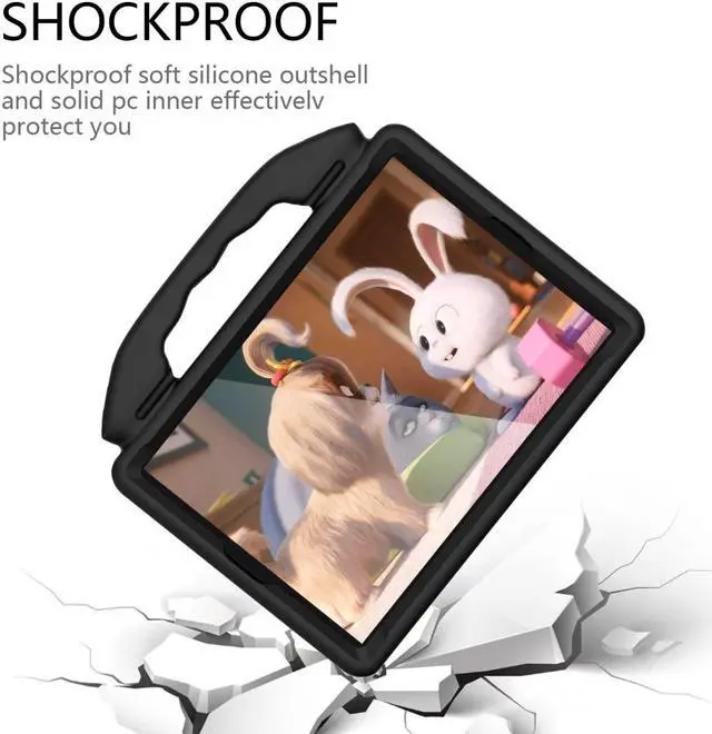 Alt view image 4 of 6 - Shockproof Hybrid Protective Shell Case with Handle  - Black for Apple iPad Pro 10.5