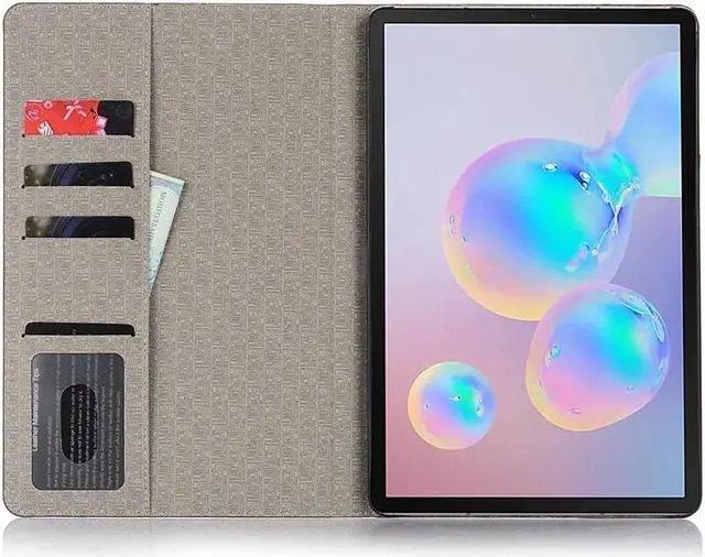 Alt view image 4 of 6 - AMZER Tartan Pattern Horizontal Flip Leather Case with Card Slots & Wallet for Samsung Galaxy Tab S6 10.5 SM-T860/ SM-T865  - Grey