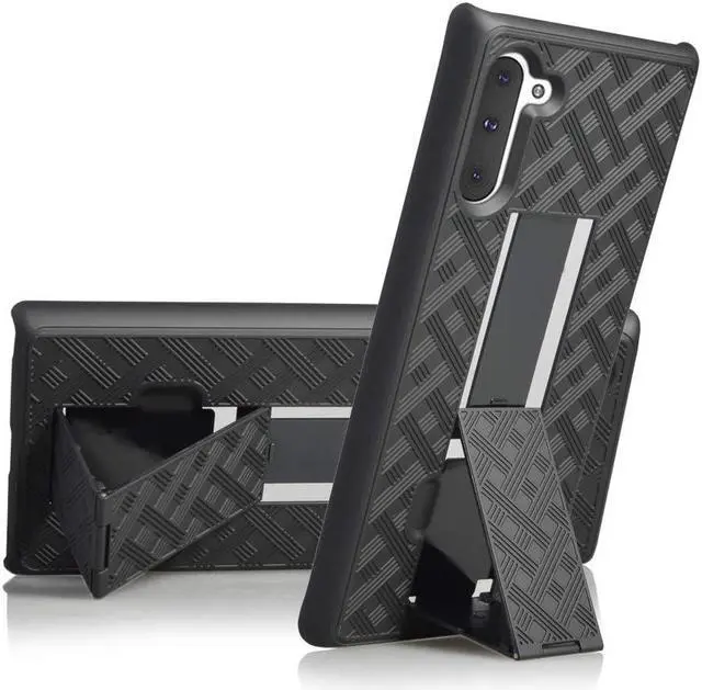 Main image of AMZER Shellster Hard Case With Kickstand for Samsung Galaxy Note 10 - Black