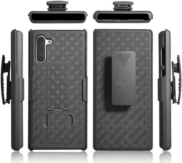 Alt view image 5 of 6 - AMZER Shellster Hard Case With Kickstand for Samsung Galaxy Note 10 - Black