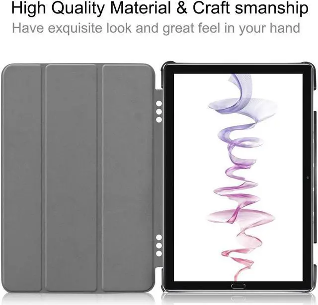 Alt view image 4 of 7 - AMZER Texture Horizontal Deformation Flip Leather Case With 3-Fold Holder & Sleep/ Wake-up Function for Huawei MediaPad M6 10.8 - Black