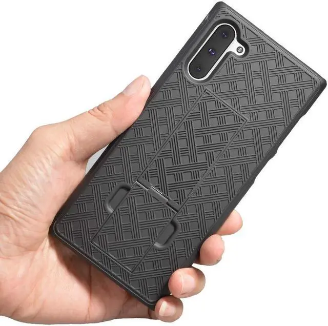 Alt view image 3 of 6 - AMZER Shellster Hard Case With Kickstand for Samsung Galaxy Note 10 - Black