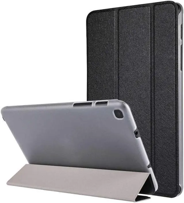 Main image of AMZER 3-Fold Silk Texture Flip Case with Holder For Samsung Galaxy Tab A 8 2019 SM-P200/ Samsung Galaxy Tab A 8 2019 SM-P205 - Black