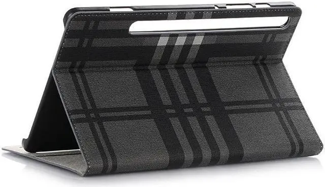 Alt view image 5 of 6 - AMZER Tartan Pattern Horizontal Flip Leather Case with Card Slots & Wallet for Samsung Galaxy Tab S6 10.5 SM-T860/ SM-T865  - Grey