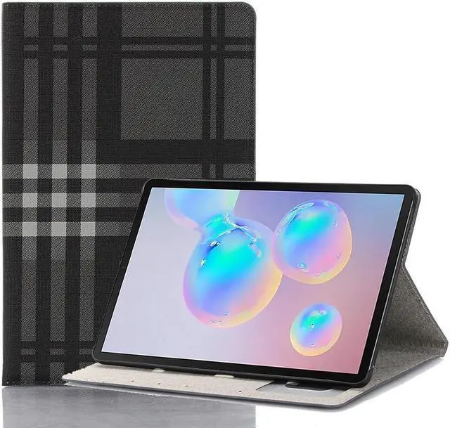 Main image of AMZER Tartan Pattern Horizontal Flip Leather Case with Card Slots & Wallet for Samsung Galaxy Tab S6 10.5 SM-T860/ SM-T865  - Grey