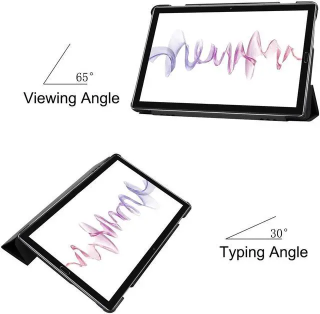 Alt view image 5 of 7 - AMZER Texture Horizontal Deformation Flip Leather Case With 3-Fold Holder & Sleep/ Wake-up Function for Huawei MediaPad M6 10.8 - Black