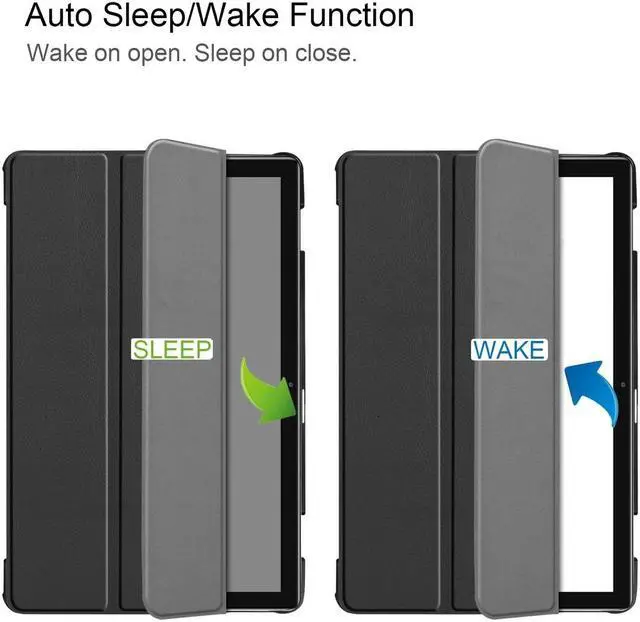 Alt view image 6 of 7 - AMZER Texture Horizontal Deformation Flip Leather Case With 3-Fold Holder & Sleep/ Wake-up Function for Huawei MediaPad M6 10.8 - Black