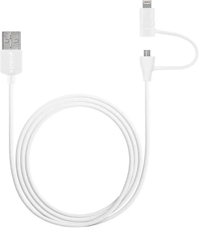 Alt view image 2 of 13 - Amzer MFi Certified Lightning to Micro USB Sync & Charge Cable (3.2 Feet/ 1 Meter) - White