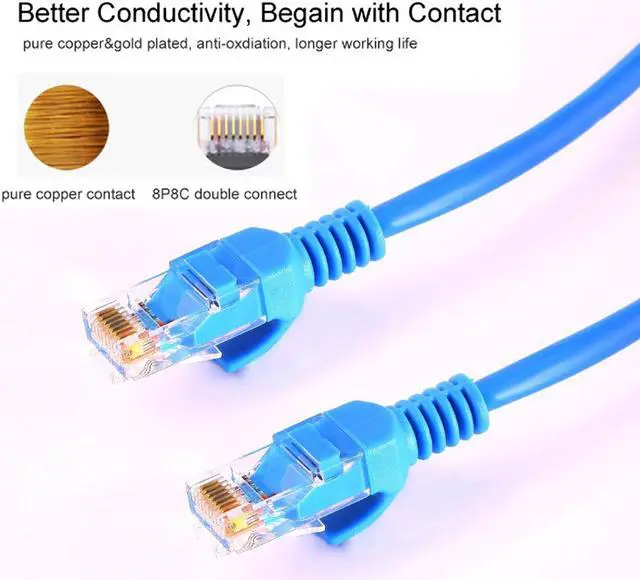 Alt view image 3 of 6 - 16 ft. (5m) Cat 5E Blue 350 MHz Snagless Patch Cable