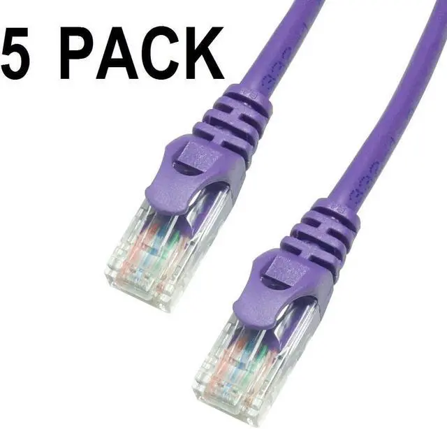 Main image of GRANDMAX 5 Pack - CAT5e / 15FT/ PURPLE / RJ45, 350MHz, UTP Ethernet Network Patch Cable Snagless/Molded Snagless Boot
