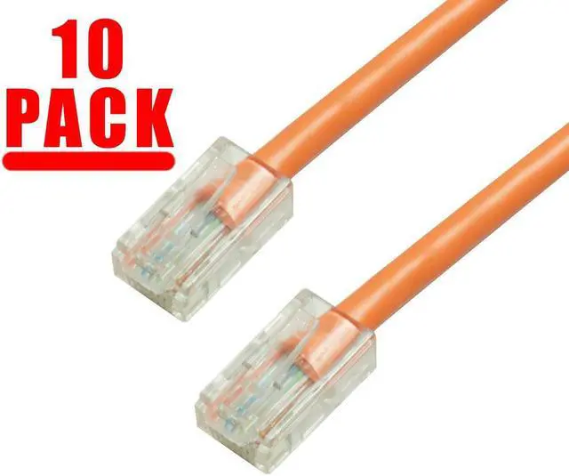 Main image of GRANDMAX 10 Pack - CAT6 / 1FT/ ORANGE / RJ45, 550MHz, UTP Ethernet Network Patch Cable / NO BOOTS