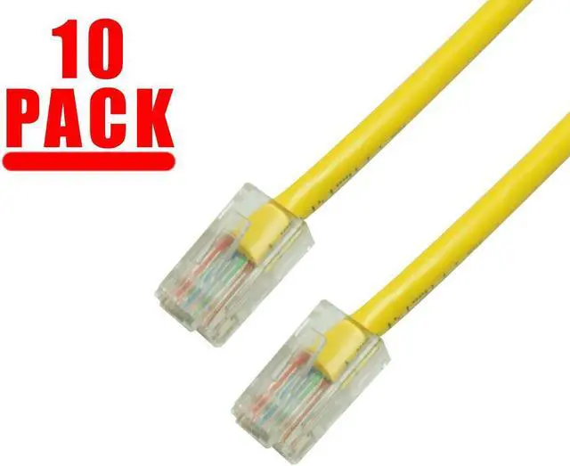 Main image of GRANDMAX 10 Pack - CAT6 / 3FT/ YELLOW / RJ45, 550MHz, UTP Ethernet Network Patch Cable/ NO BOOTS