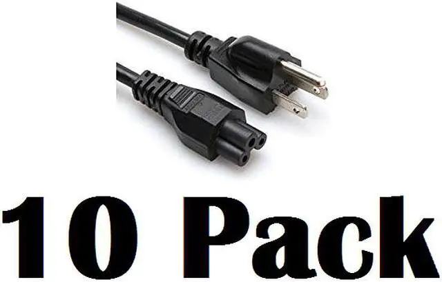 Main image of Grandmax 3 FT [10 Pack] 3-Prong Grounded Notebook AC Power Cord, NEMA 1-15P to IEC320 C5, 10A/125V, SJT, UL/CSA, Black