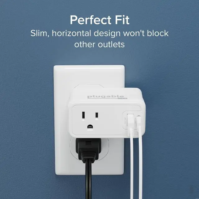 Alt view image 5 of 7 - Plugable Wall Outlet Extender with 1x USB-C and 1x USB, 32W USB C Charger Block, USBC Fast Charger for iPhone 13/14, Travel, Home, Office, Cruise Ship