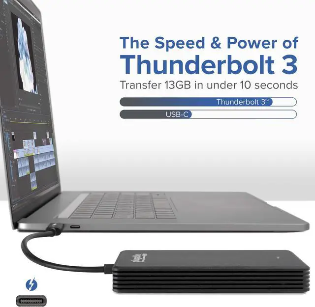 Alt view image 2 of 15 - Plugable 512GB Thunderbolt 3 External SSD NVMe Drive (Up to 2400MBs/1800MBs R/W)