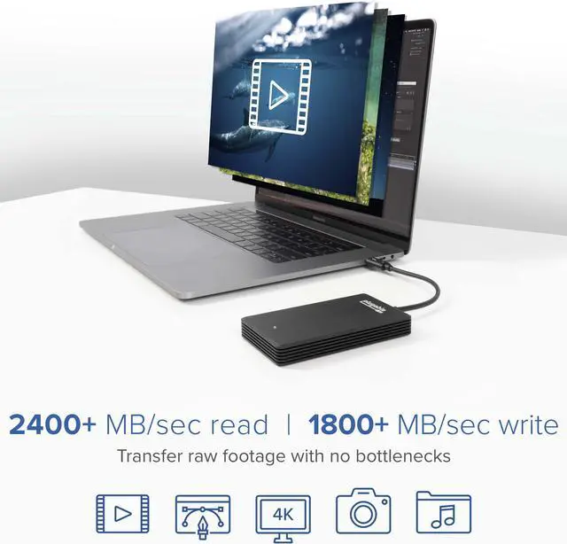 Alt view image 3 of 15 - Plugable 512GB Thunderbolt 3 External SSD NVMe Drive (Up to 2400MBs/1800MBs R/W)