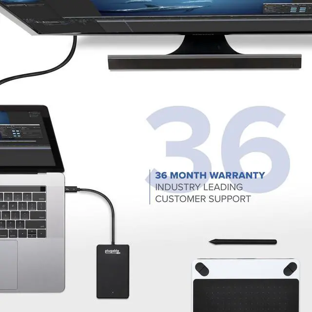 Alt view image 7 of 15 - Plugable 512GB Thunderbolt 3 External SSD NVMe Drive (Up to 2400MBs/1800MBs R/W)