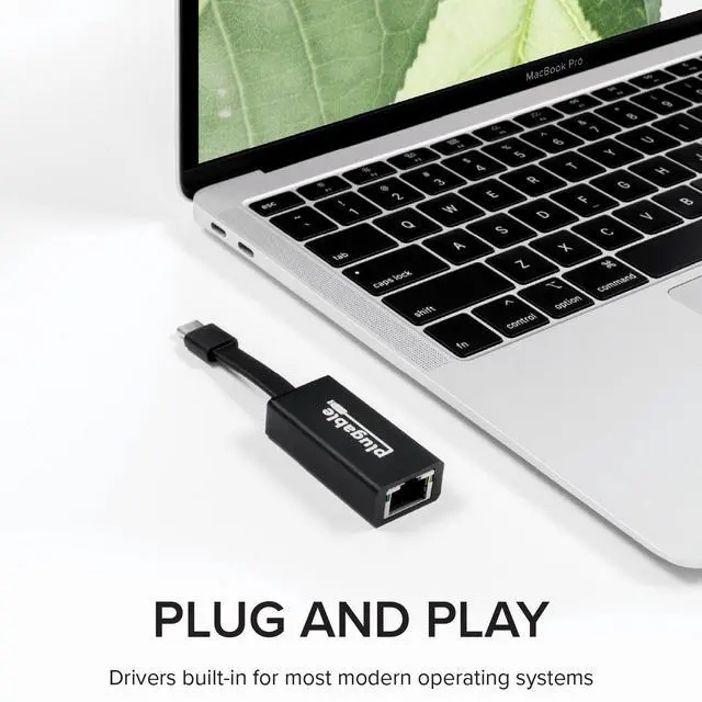 Alt view image 5 of 13 - Plugable USB C to Ethernet Adapter, Driverless Fast and Reliable Gigabit Speed, Thunderbolt 3 to Ethernet Adapter Compatible with Macbook Pro, Windows, macOS, iPhone 15, and ChromeOS