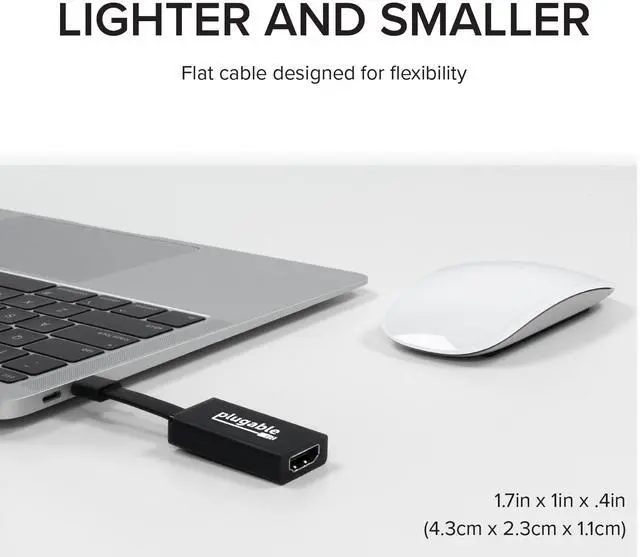 Alt view image 5 of 20 - Plugable USB C to HDMI Adapter 4K 30Hz, Thunderbolt 3 to HDMI Adapter Compatible with MacBook Pro, Windows, Chromebooks, 2018+ iPad Pro, Dell XPS, Thunderbolt 3 Ports and More