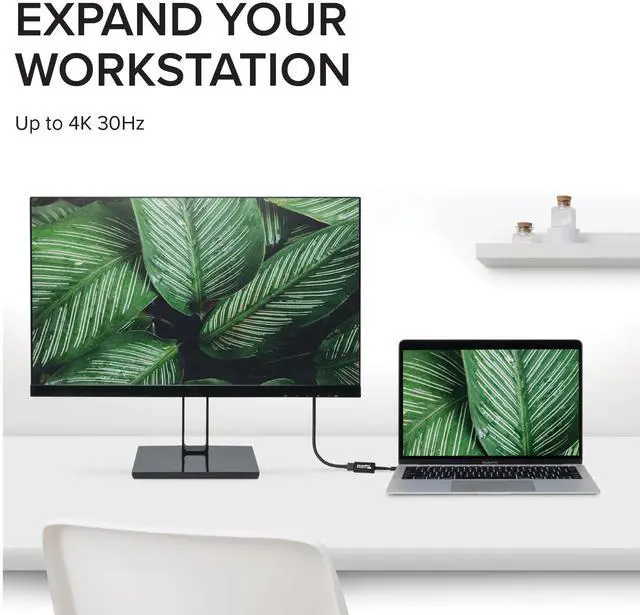 Alt view image 3 of 20 - Plugable USB C to HDMI Adapter 4K 30Hz, Thunderbolt 3 to HDMI Adapter Compatible with MacBook Pro, Windows, Chromebooks, 2018+ iPad Pro, Dell XPS, Thunderbolt 3 Ports and More