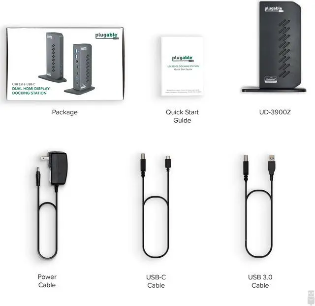 Alt view image 7 of 15 - Plugable USB 3.0 and USB-C Universal Laptop Docking Station for Windows and Mac (Dual Video HDMI, Gigabit Ethernet, Audio, 6 USB Ports)