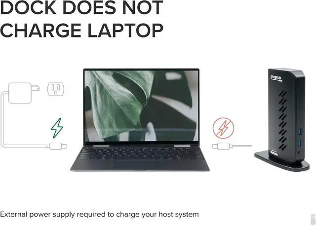 Alt view image 5 of 15 - Plugable USB 3.0 and USB-C Universal Laptop Docking Station for Windows and Mac (Dual Video HDMI, Gigabit Ethernet, Audio, 6 USB Ports)