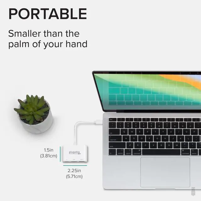 Alt view image 7 of 17 - Plugable USB C to HDMI Multiport Adapter, 3-in-1 USB C Hub with 4K HDMI Output, USB 3.0 and USB-C Charging Port, Compatible with MacBook, Chromebook, Dell XPS, Thunderbolt 3 and More