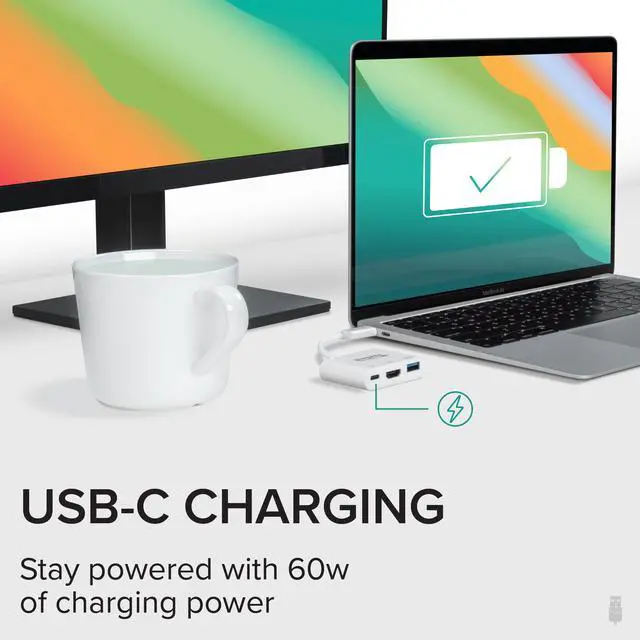 Alt view image 5 of 17 - Plugable USB C to HDMI Multiport Adapter, 3-in-1 USB C Hub with 4K HDMI Output, USB 3.0 and USB-C Charging Port, Compatible with MacBook, Chromebook, Dell XPS, Thunderbolt 3 and More
