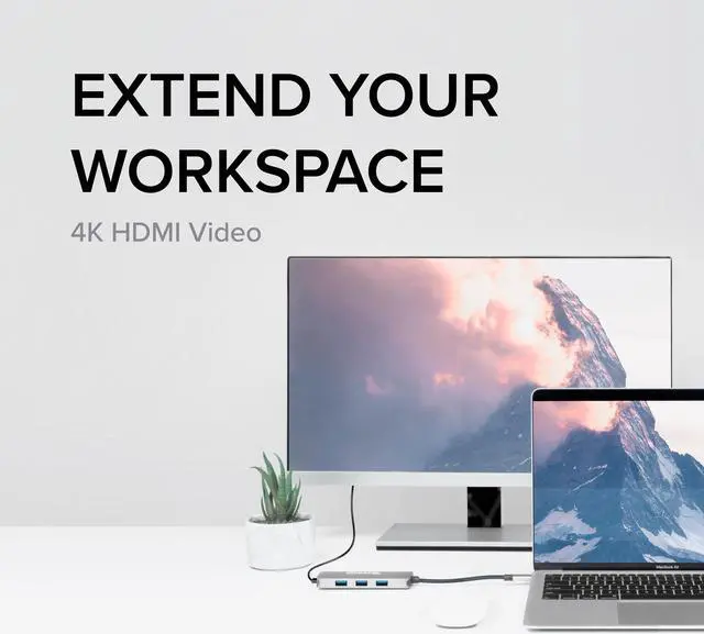 Alt view image 4 of 7 - Plugable USB-C Hub 7-in-1, Driverless USB C Hub Compatible with Mac, Windows, Chromebook, USB4, Thunderbolt 4, and More (4K HDMI, 3 USB 3.0, SD & microSD Card Reader, 100W Charging)