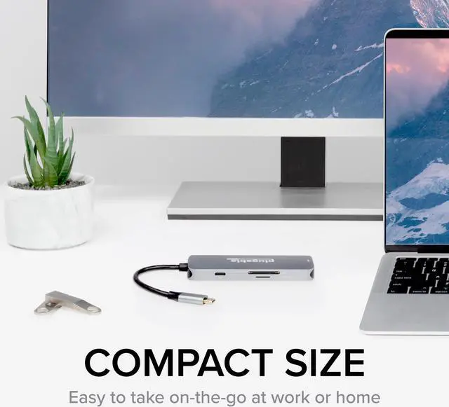 Alt view image 7 of 7 - Plugable USB-C Hub 7-in-1, Driverless USB C Hub Compatible with Mac, Windows, Chromebook, USB4, Thunderbolt 4, and More (4K HDMI, 3 USB 3.0, SD & microSD Card Reader, 100W Charging)