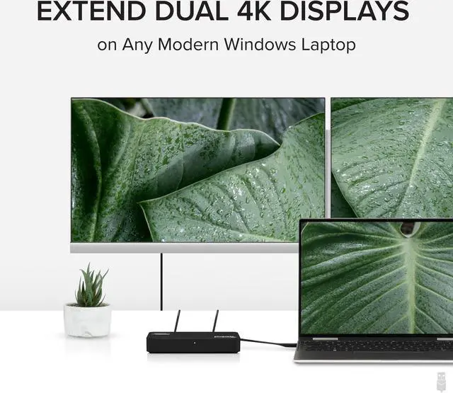 Alt view image 2 of 15 - Plugable 4K DisplayPort and HDMI Dual Monitor Adapter for USB 3.0 and USB-C, Compatible with Windows and Mac