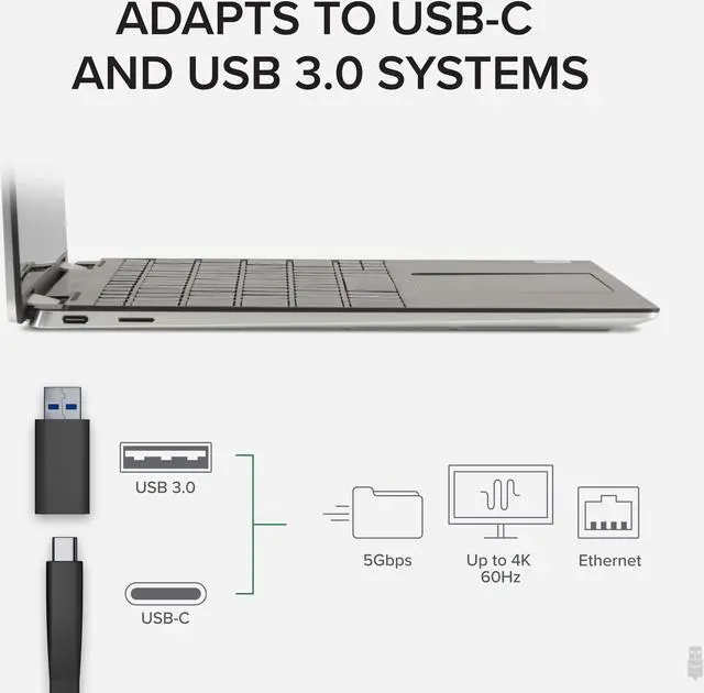 Alt view image 5 of 15 - Plugable 4K DisplayPort and HDMI Dual Monitor Adapter with Ethernet for USB 3.0 and USB-C, Compatible with Windows and Mac