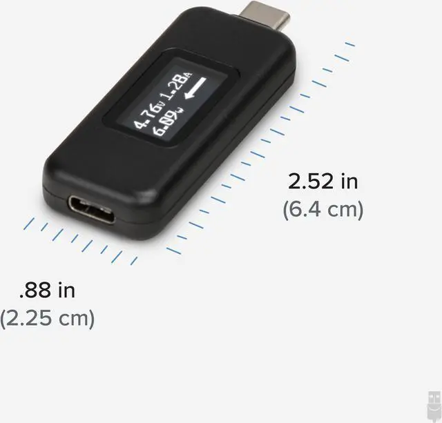 Alt view image 5 of 10 - Plugable USB C Power Meter Tester for Monitoring USB-C Connections - Digital Multimeter for USB-C Cables, Laptops, Phones and Chargers