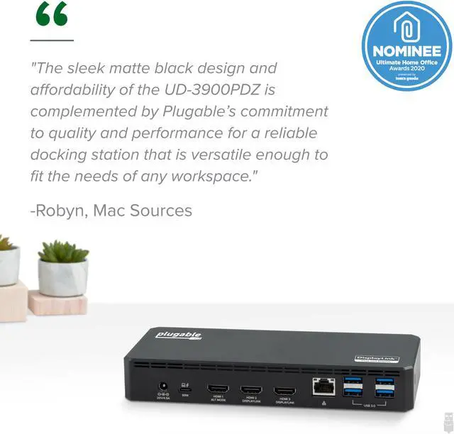 Alt view image 3 of 20 - Plugable USB C Triple Display Docking Station with Laptop Charging, Thunderbolt 3 or USB C Dock Compatible with Specific Windows and Mac Systems (3x HDMI, 6x USB Ports, 60W USB PD)