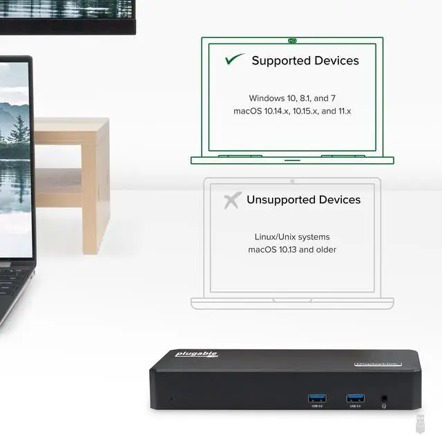 Alt view image 6 of 20 - Plugable USB C Triple Display Docking Station with Laptop Charging, Thunderbolt 3 or USB C Dock Compatible with Specific Windows and Mac Systems (3x HDMI, 6x USB Ports, 60W USB PD)