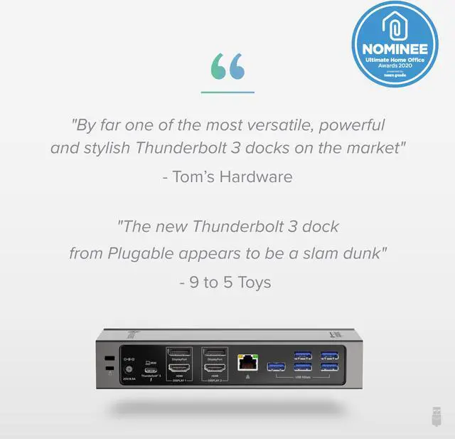 Alt view image 7 of 20 - Plugable 14-in-1 USB-C and Thunderbolt Dock - 40Gbps with 96W Charging, Compatible with Mac and Windows, 2x HDMI 2.0 and DisplayPort, 7x USB ports, Ethernet, Audio, SD/MicroSD, Driverless