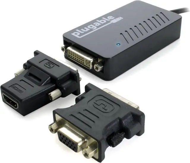 Alt view image 3 of 8 - Plugable USB 3.0 to DVI/VGA/HDMI Video Graphics Adapter for Multiple Monitors up to 2048x1152 Supports Windows 10, 8.1, 7, XP, and Mac 10.14+