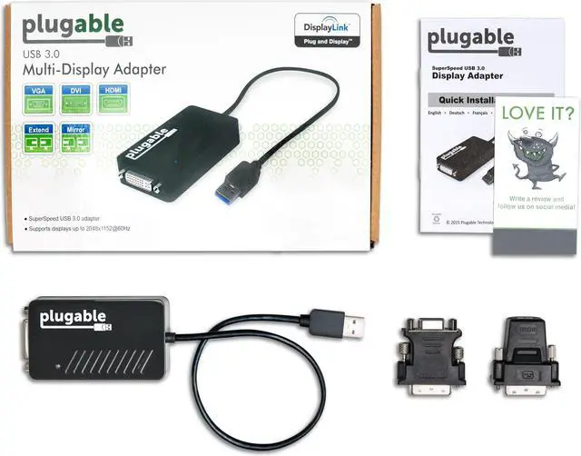 Alt view image 5 of 8 - Plugable USB 3.0 to DVI/VGA/HDMI Video Graphics Adapter for Multiple Monitors up to 2048x1152 Supports Windows 10, 8.1, 7, XP, and Mac 10.14+