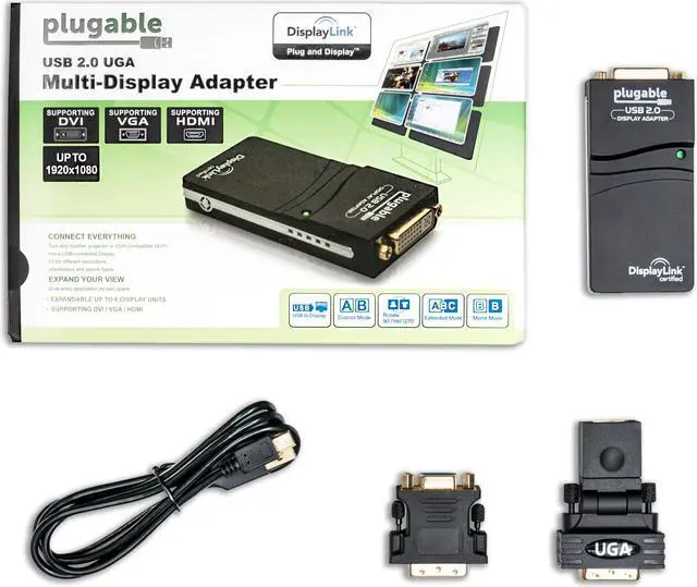 Alt view image 5 of 12 - Plugable USB 2.0 to DVI/VGA/HDMI Video Graphics Adapter for Multiple Monitors up to 1920x1080 Supports Windows 11, 10, 8.1, 7, XP, and Mac 10.14+