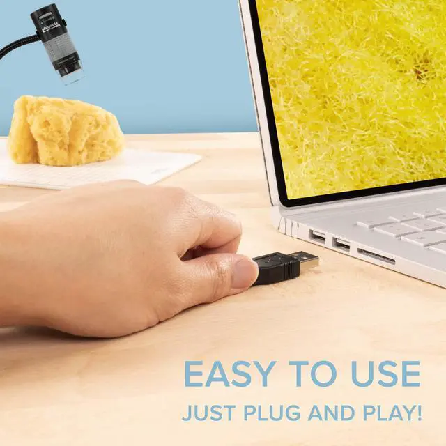 Alt view image 3 of 20 - Plugable USB 2.0 Digital Microscope with Flexible Arm Observation Stand Compatible With Windows, Mac, Linux (2MP, 250x Magnification)