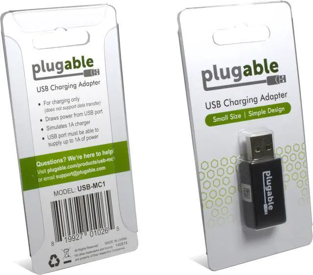 Alt view image 4 of 4 - Plugable USB Universal Fast 1A Charge-Only Adapter for Android, Apple iOS, and Windows Mobile Devices