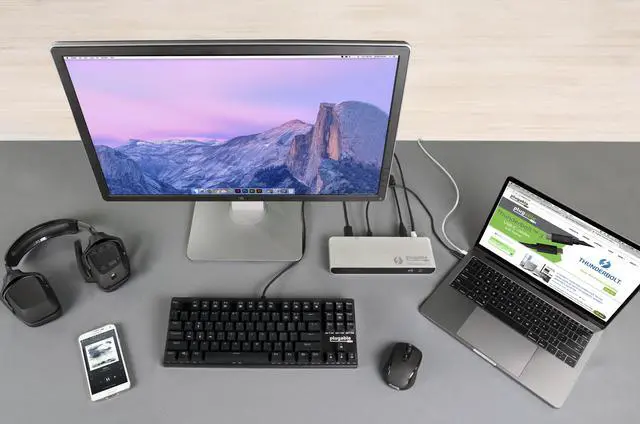 Alt view image 2 of 8 - Plugable Thunderbolt 3 Dock, Enables Extra Displays, Wired Network, Audio, and More USB Ports, Compatible with Thunderbolt 3 Macs and PCs (4K DisplayPort or HDMI Display, No Host Charging)