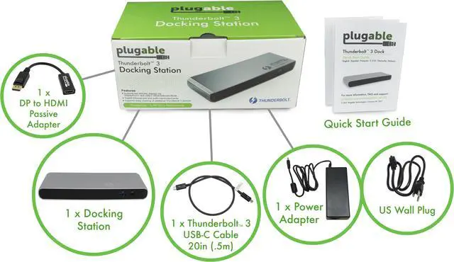 Alt view image 7 of 8 - Plugable Thunderbolt 3 Dock, Enables Extra Displays, Wired Network, Audio, and More USB Ports, Compatible with Thunderbolt 3 Macs and PCs (4K DisplayPort or HDMI Display, No Host Charging)