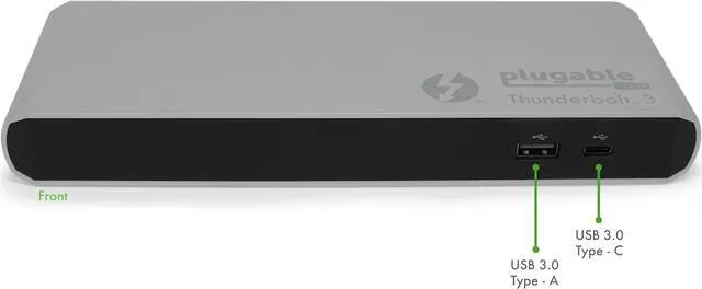 Alt view image 4 of 8 - Plugable Thunderbolt 3 Dock, Enables Extra Displays, Wired Network, Audio, and More USB Ports, Compatible with Thunderbolt 3 Macs and PCs (4K DisplayPort or HDMI Display, No Host Charging)