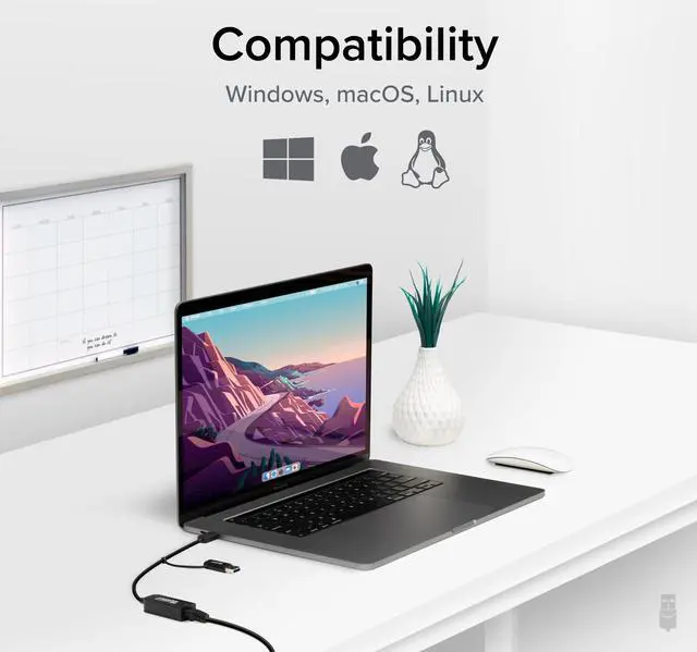 Alt view image 5 of 7 - Plugable 2.5G USB C and USB to Ethernet Adapter, 2-in-1 Adapter Compatible with USB-C Thunderbolt 3 or USB 3.0, USB-C to RJ45 2.5 Gigabit LAN Ethernet, Compatible with Mac and Windows