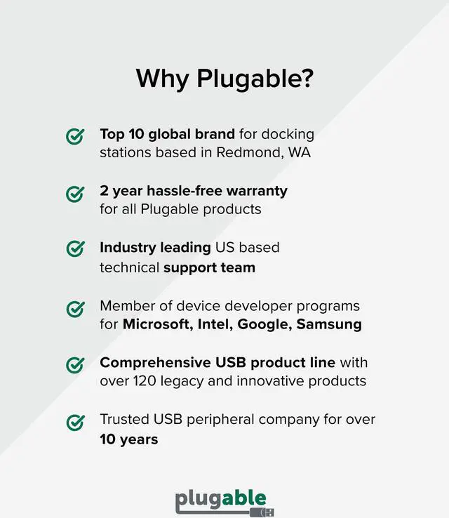 Alt view image 8 of 20 - Plugable Laptop Docking Station Dual Monitor for USB-C or USB 3.0, Compatible with Windows and Mac, (Dual HDMI, 6x USB Ports, Gigabit Ethernet, Audio)