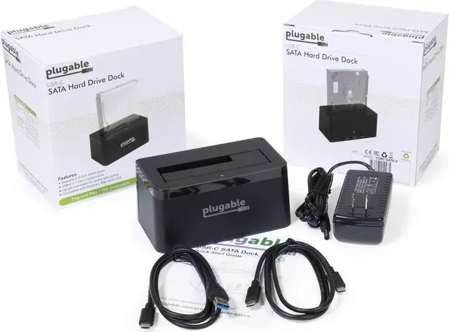 Alt view image 8 of 13 - Plugable USB 3.1 Gen 2 10Gbps SATA Upright Hard Drive Dock and SSD Dock - includes both USB-C and USB 3.0 cables, supports 10TB+ drives
