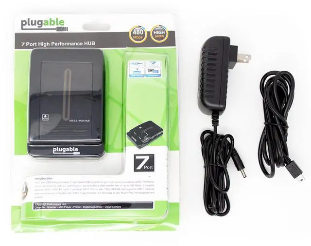 Alt view image 5 of 7 - Plugable USB 2.0 7-Port High Speed Hub with 15W Power Adapter