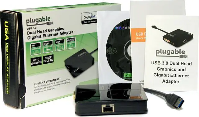 Alt view image 4 of 11 - Plugable USB 3.0 Universal Mini Laptop Docking Station for Windows and Mac (Dual Video HDMI and DVI/VGA, Gigabit Ethernet)